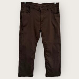 Prana Brion Pants Men's 38x30 Dark Brown Straight Slim Hiking Active Outdoor